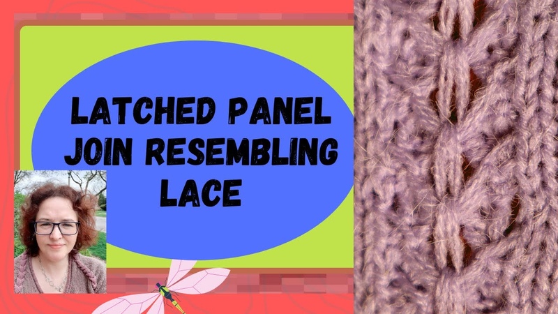 Lace like latched vertical panel join on knitting