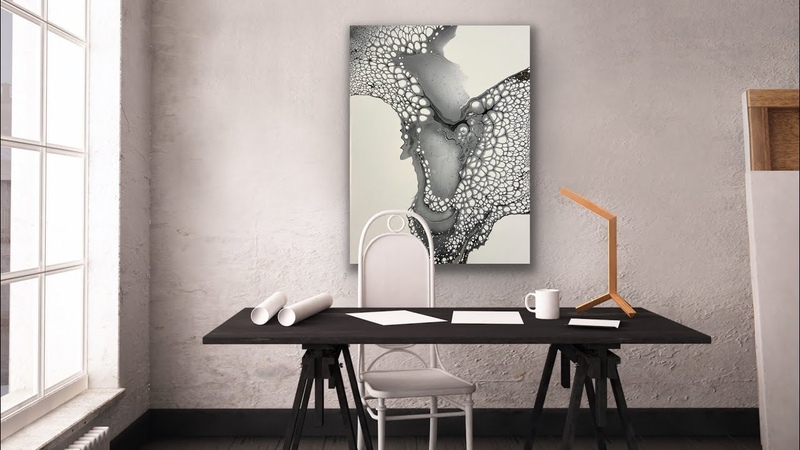 Monochromatic Series Number 4. Clean Pearls Great Composition Abstract Fluid Art No