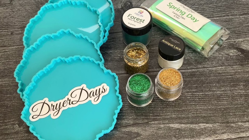 Green and Gold Resin Coasters, , The March DD Art