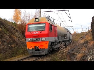 Долгожданное возвращение! Газотурбовоз ГТ1h-002 с грузовым поездом