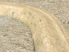 track fill spline, brown ballast, narrow, steep, shallow, no endcap