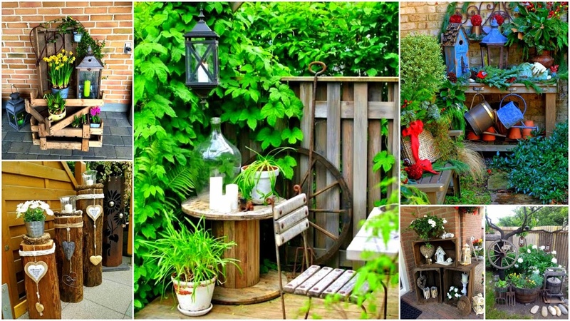 160+ Rustic Garden Decorating Vignettes, Vintage Garden