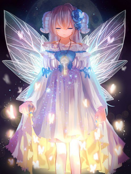 Anime girl with fairy wings