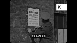 1921 UK, Man Putting Up Poster, Call for Army Reserve, 35mm