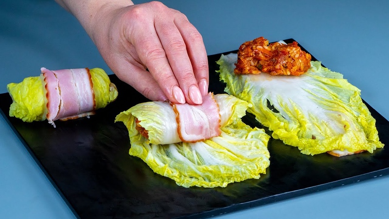 Modern stuffed cabbage with Chinese cabbage, pickled cucumbers and