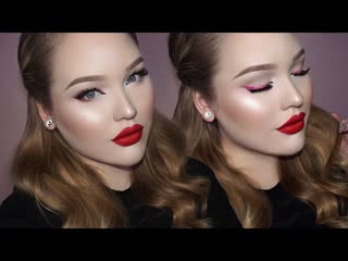 Soft Valentine's Day Makeup - Pink Liner & Matte Red Lips