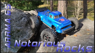 ARRMA Notorious 6S Rocks. Bashing, Jumping, Swimming. Music Video.