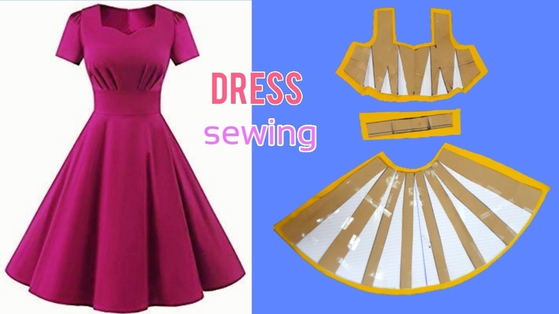 Hướng dẫn cắt may Đầm xếp ly dáng xoè cực đẹp, how to sew dress, lena